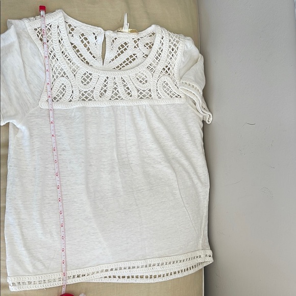 Maje Talence Elegant ivory linen blend crochet Lace Trim Women's Top FR 3 US S - Picture 7 of 7